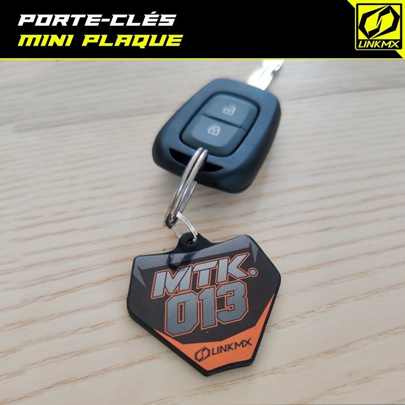 Mini motocross plate keychain